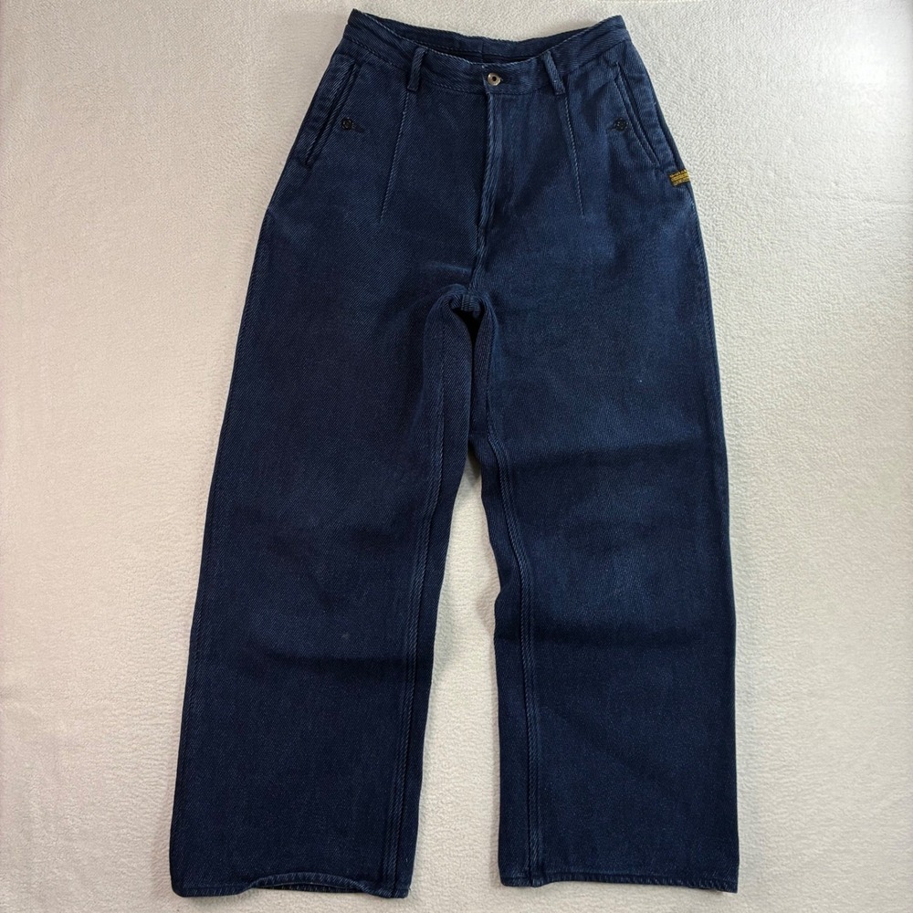 G Star Raw High Rise Wide Leg Jeans Womens 31x31 Blue Denim Streetwear Pleated‎